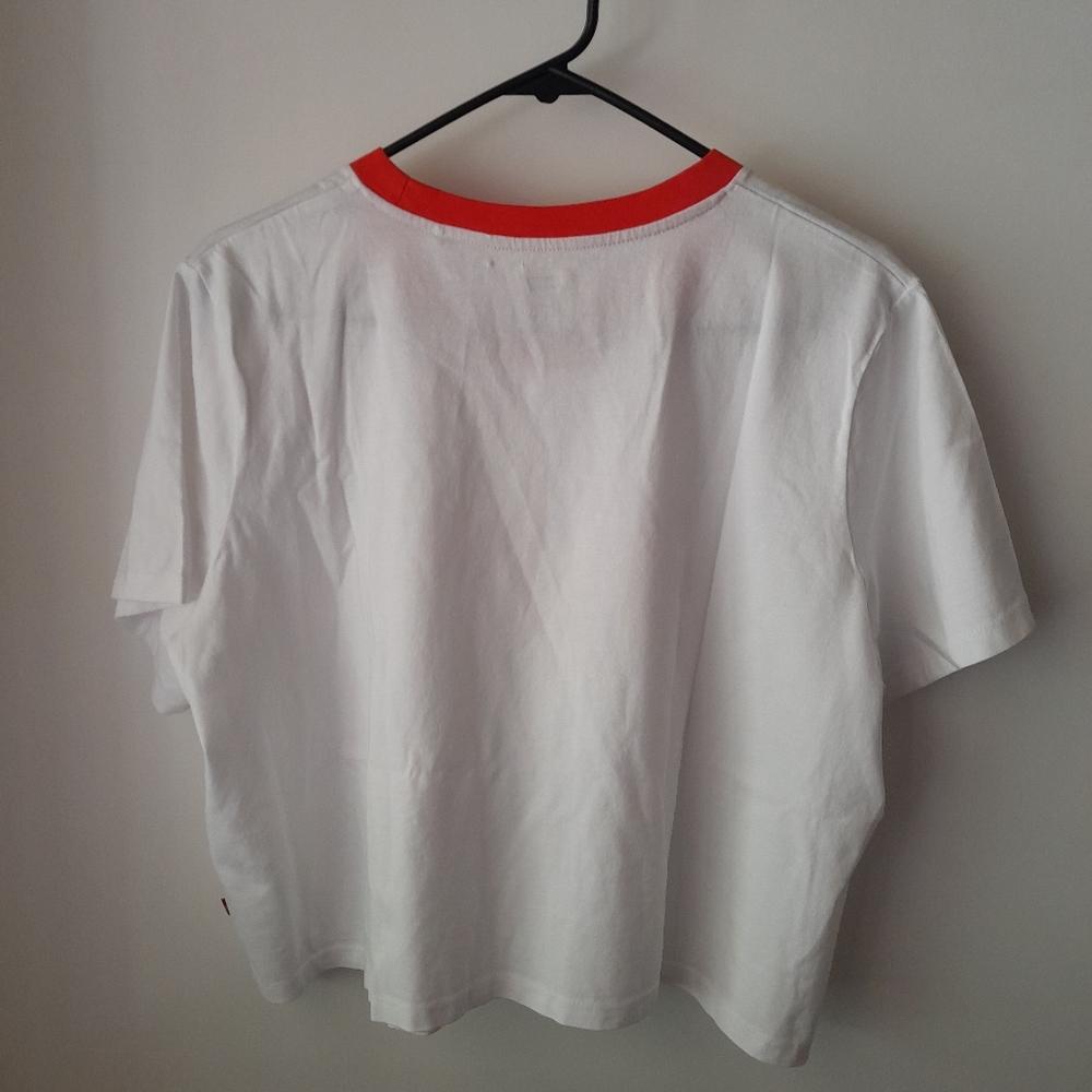 Levi’s Cropped Graphic Jordie T-Shirt Plus Size White Orange 1X - Picture 7 of 11